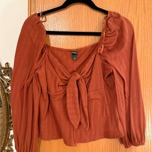Wild Fable Terracotta Blouse with Front Tie